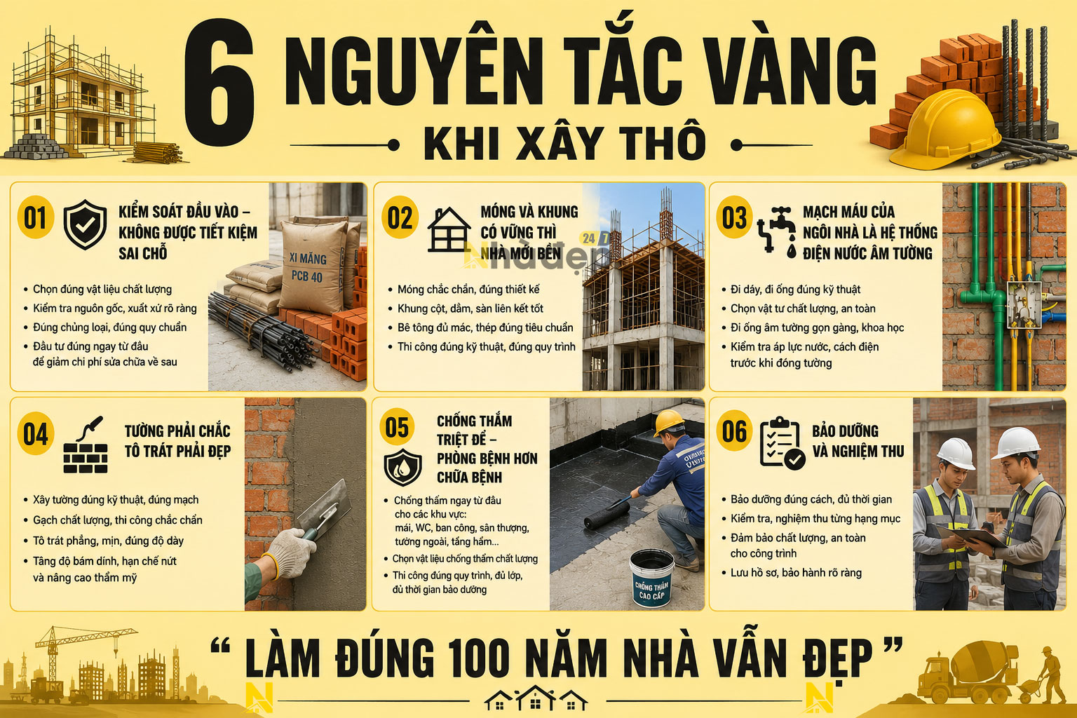 6 Nguyên tắc quan trọng khi xây thô mà bạn cần biết